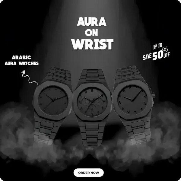 Premium Black Arabic Aura Watch